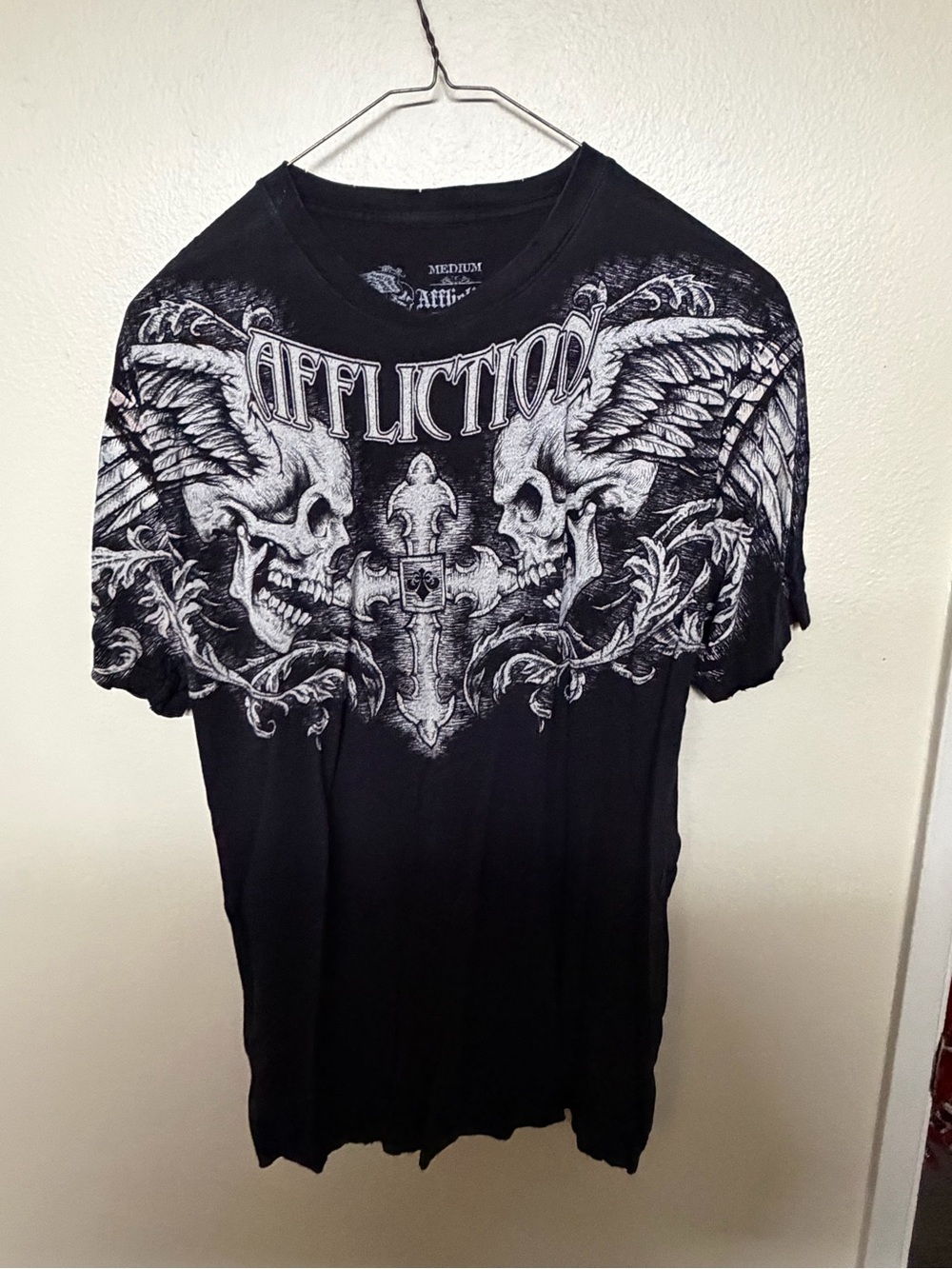 Affliction Black Short Sleeve Skull & Wing Graphic Tee
